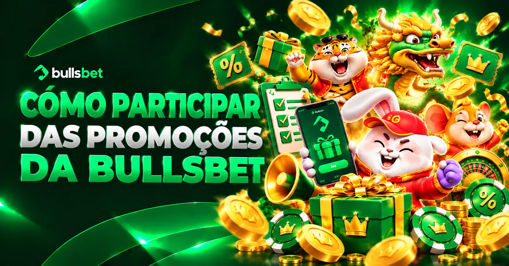 Promoções Bullsbet com celular, lista de participação, presentes, fichas e mascotes do cassino.